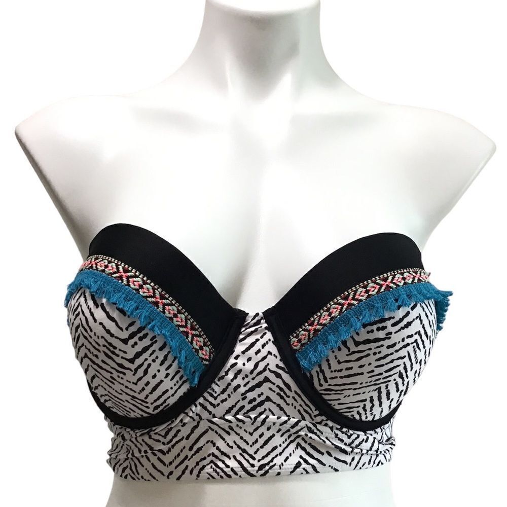 Arizona Jeans Fringe Bandeau Swim Top New Size XL